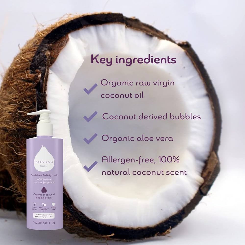 Kokoso Baby Hair & Body Wash with Organic Coconut Oil & Aloe Vera (200ml)