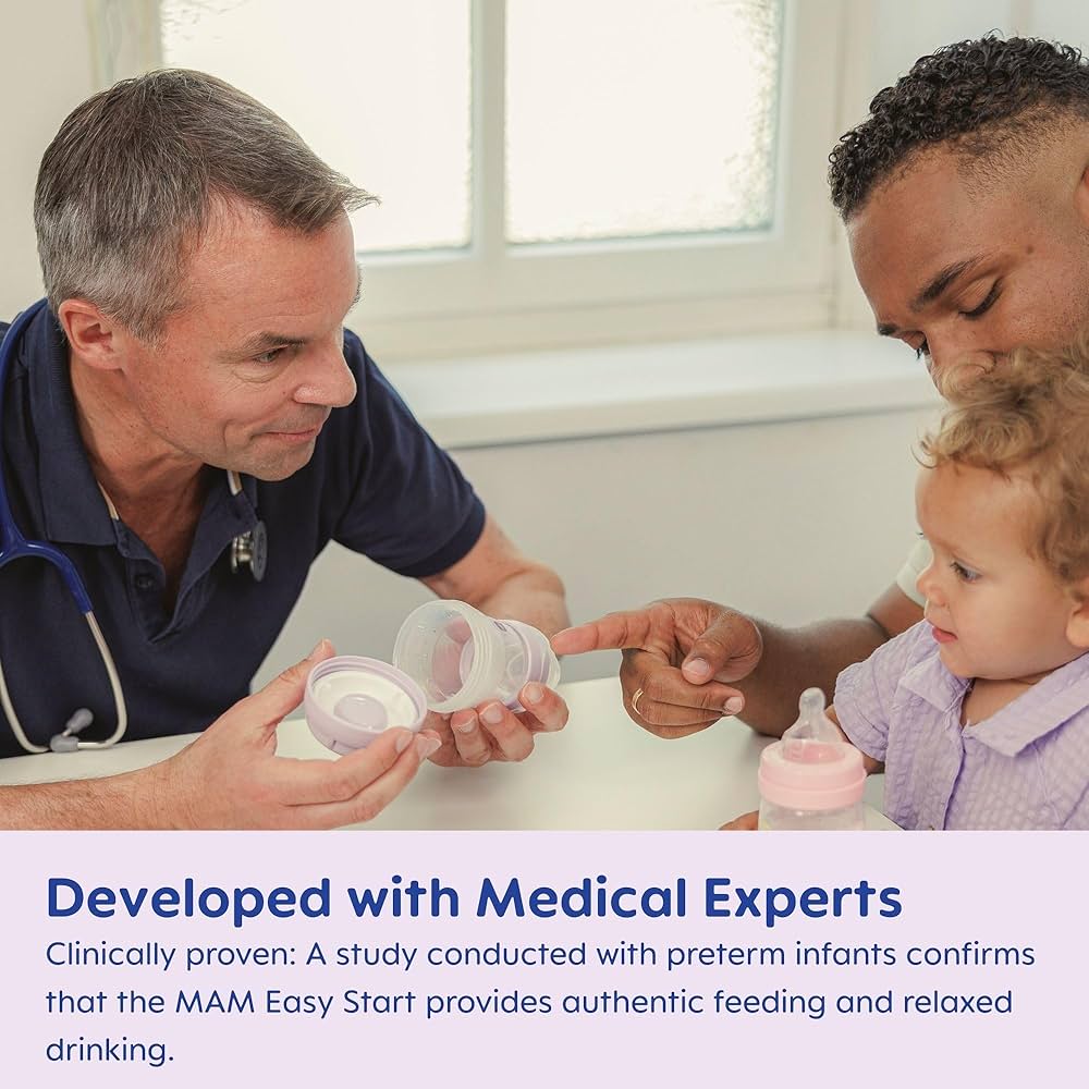 MAM Easy Start Anti-Colic Bottles, Extra Slow Flow Size (130ml) -Pack of 2