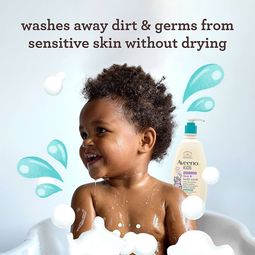Aveeno Kids Face & Body Wash with Oat Extract for Sensitive Skin (532ml)