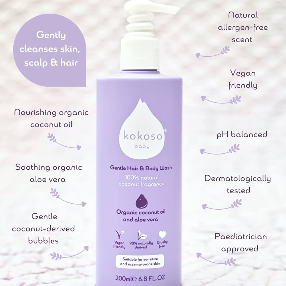 Kokoso Baby Hair & Body Wash with Organic Coconut Oil & Aloe Vera (200ml)