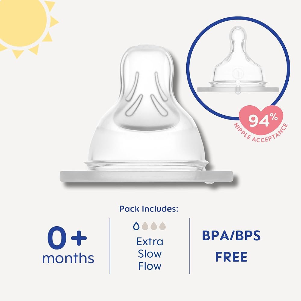 MAM Bottle Teats Extra Slow Flow Size 0 (Pack of 4)