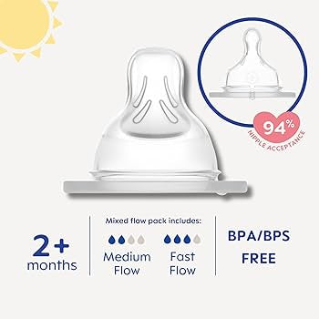 MAM Bottle Teats - Medium Flow Size 2 and Fast Flow Size 3 (4 pack)