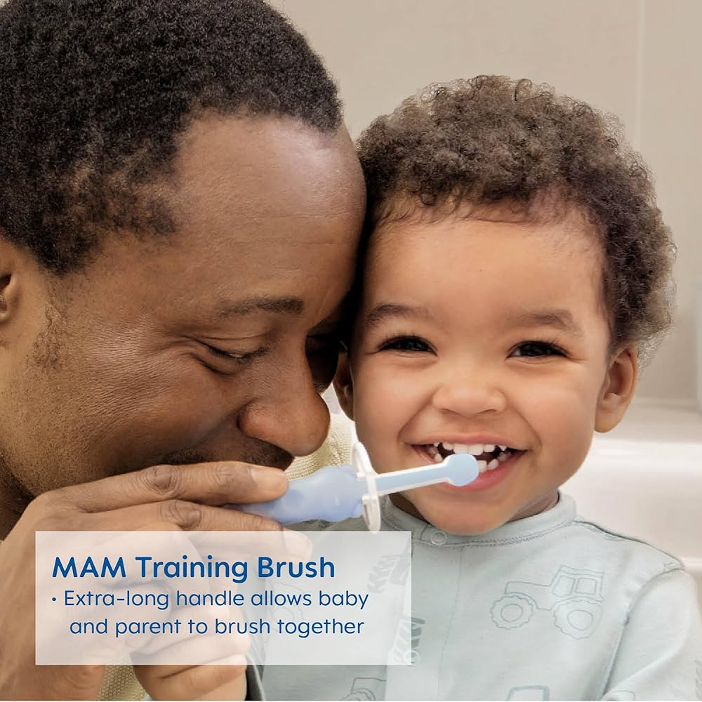 MAM Learn to Brush Set (1 Baby’s Brush Toothbrush, 1 Training Brush, 1 Safety Shield) 5+ months