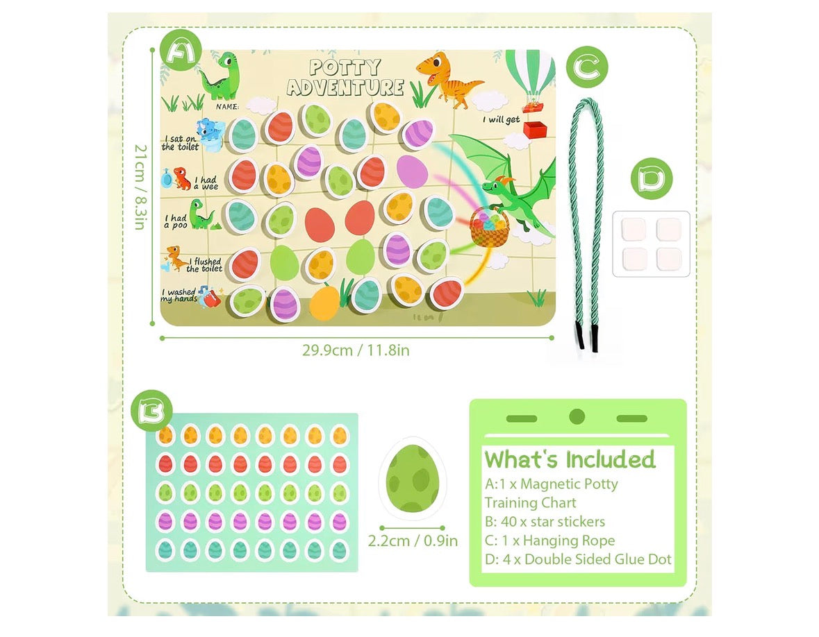 Dinosaur Reusable Potty Training Chart