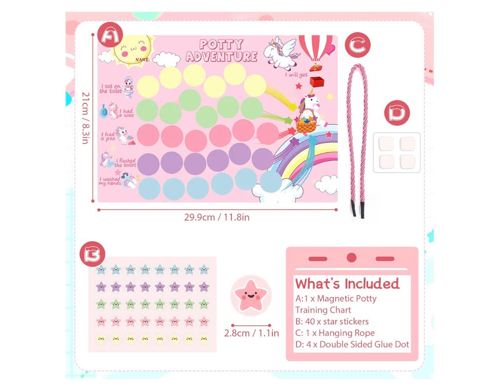 Unicorn Reusable Potty Training Chart