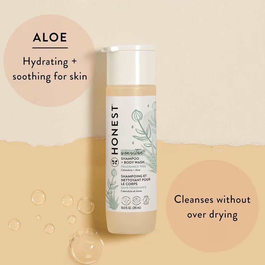 The Honest Company Baby 2-in-1 Cleansing Shampoo & Body Wash – Calendula + Aloe (295ml)